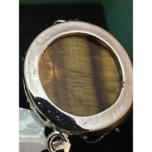 Tigers Eye Dragon Sphere Pendant In Stainless Steel Large 25 Cttw - Picture 3 of 4